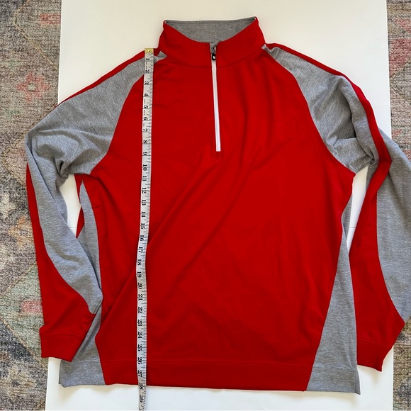Footjoy Mens L Golf Pullover 1/4 Zip Red Gray Performance Stretch Long Sleeve - Picture 7 of 9